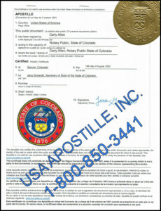 Example of Colorado Apostille – Apostille Services